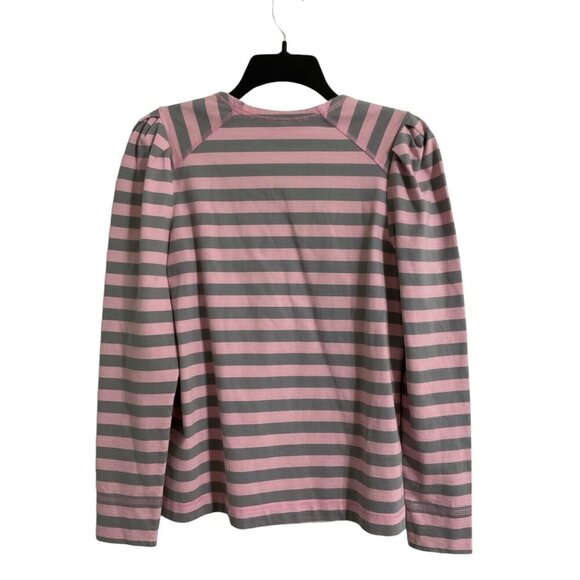GANNI Long Sleeve Pink & Grey Striped Shirt size Small - Picture 3 of 13